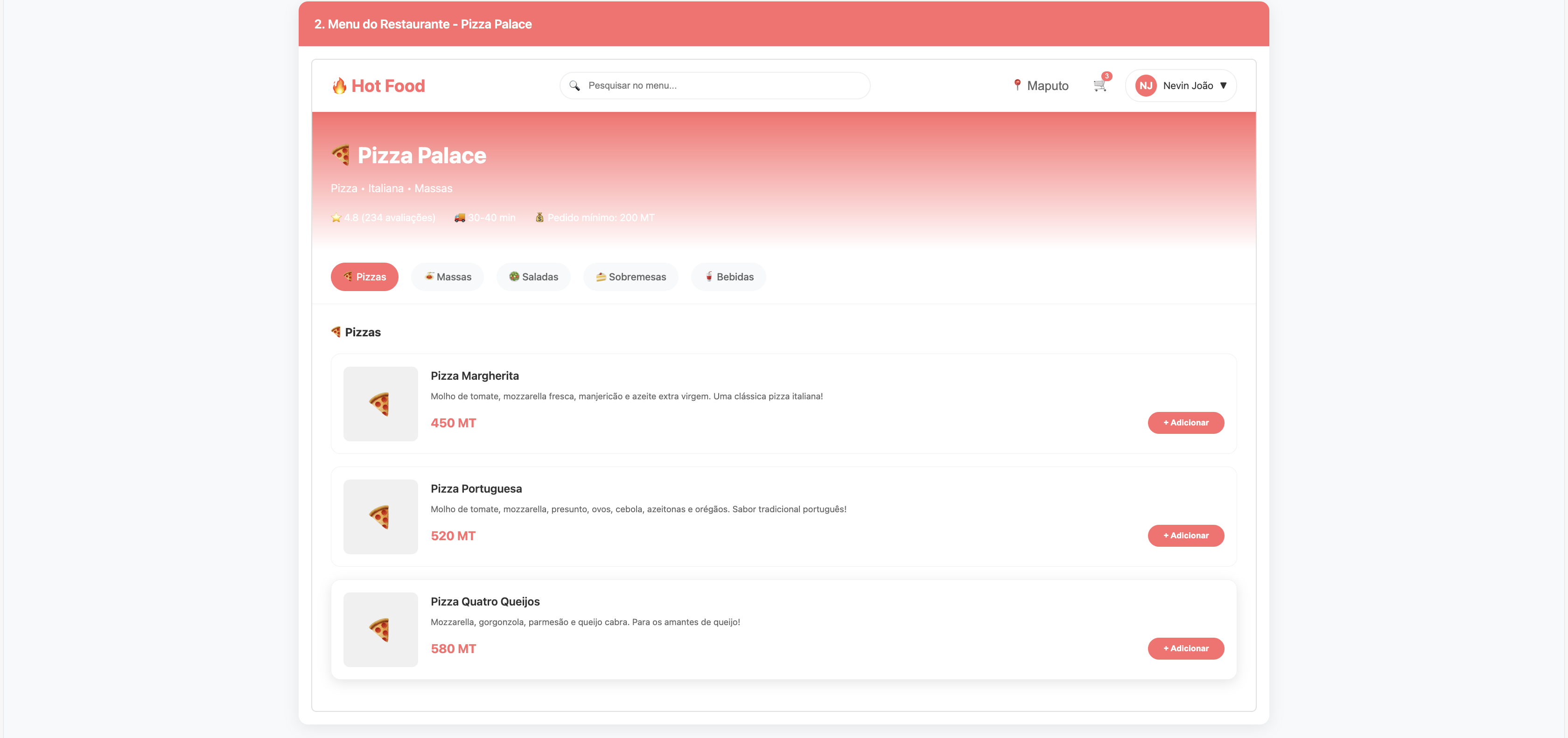 Interface 3 de Hot Food